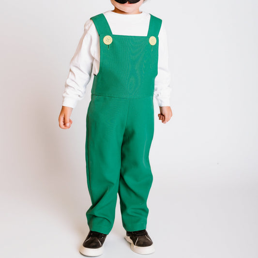 Fire Luigi Costume, Halloween Costume, Unisex Kids Green Overalls, Fire Luigi Cosplay, Mario Bros Party Outfit