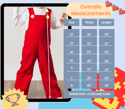 Fire Mario Costume 4 piece set, Mario Bros Party Outfit.